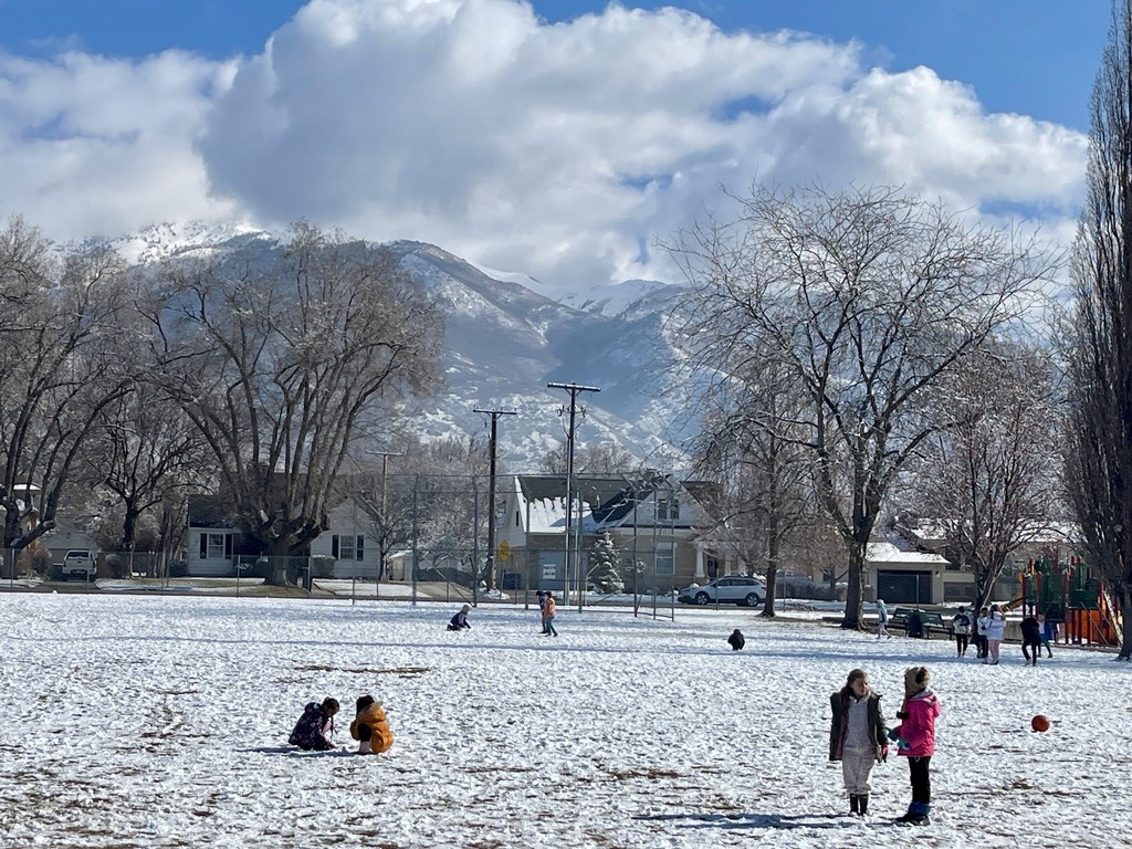 kids playing in snow