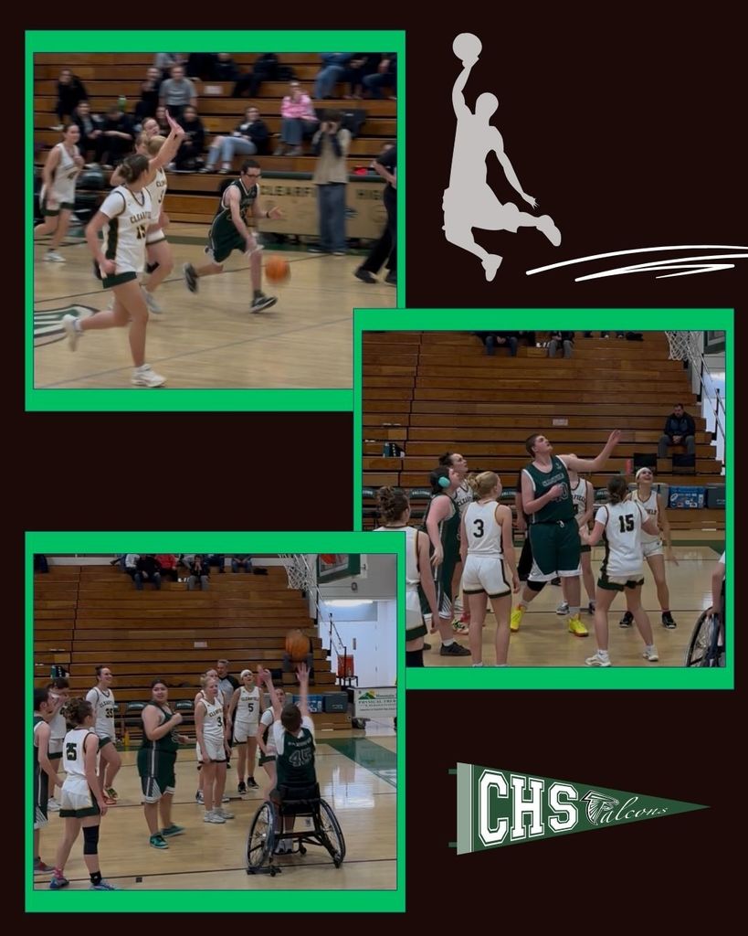 Unified sports team playing basketball.