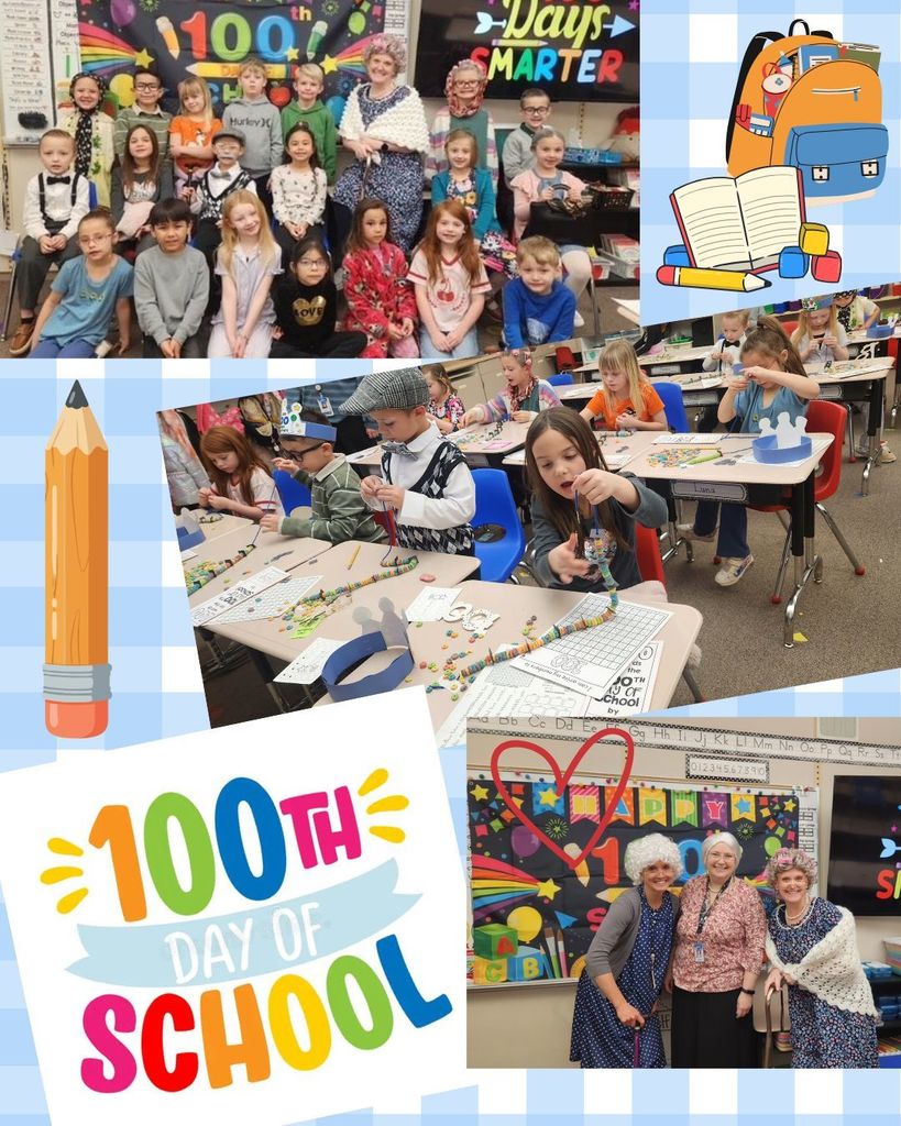students in classroom celebrating 100 days of school