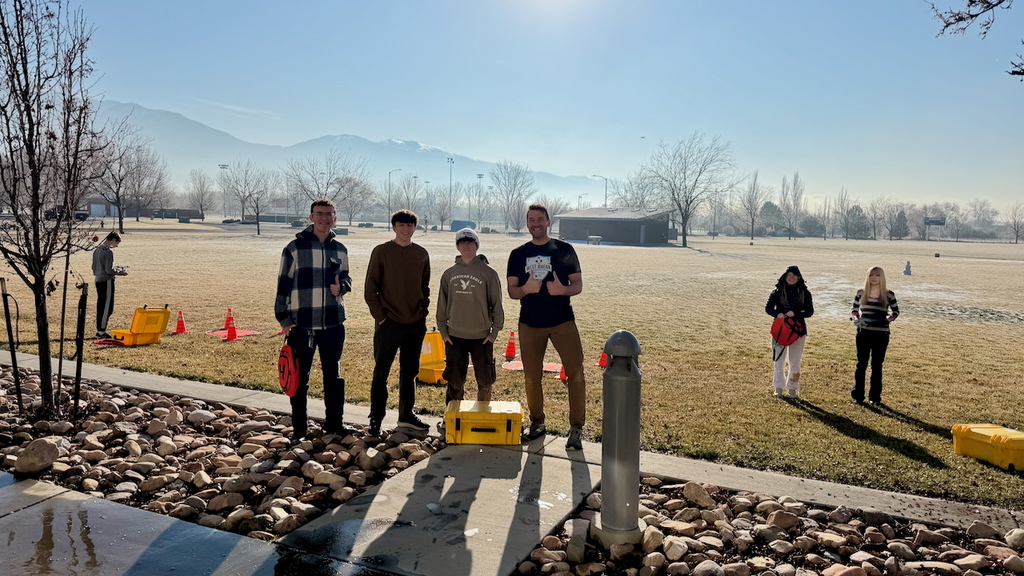 UAS Drones pilots fly on a crisp January morning with their instructor, Brian Clancy.