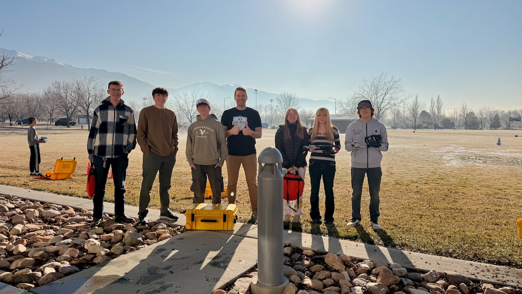 UAS Drones pilots fly on a crisp January morning with their instructor, Brian Clancy.