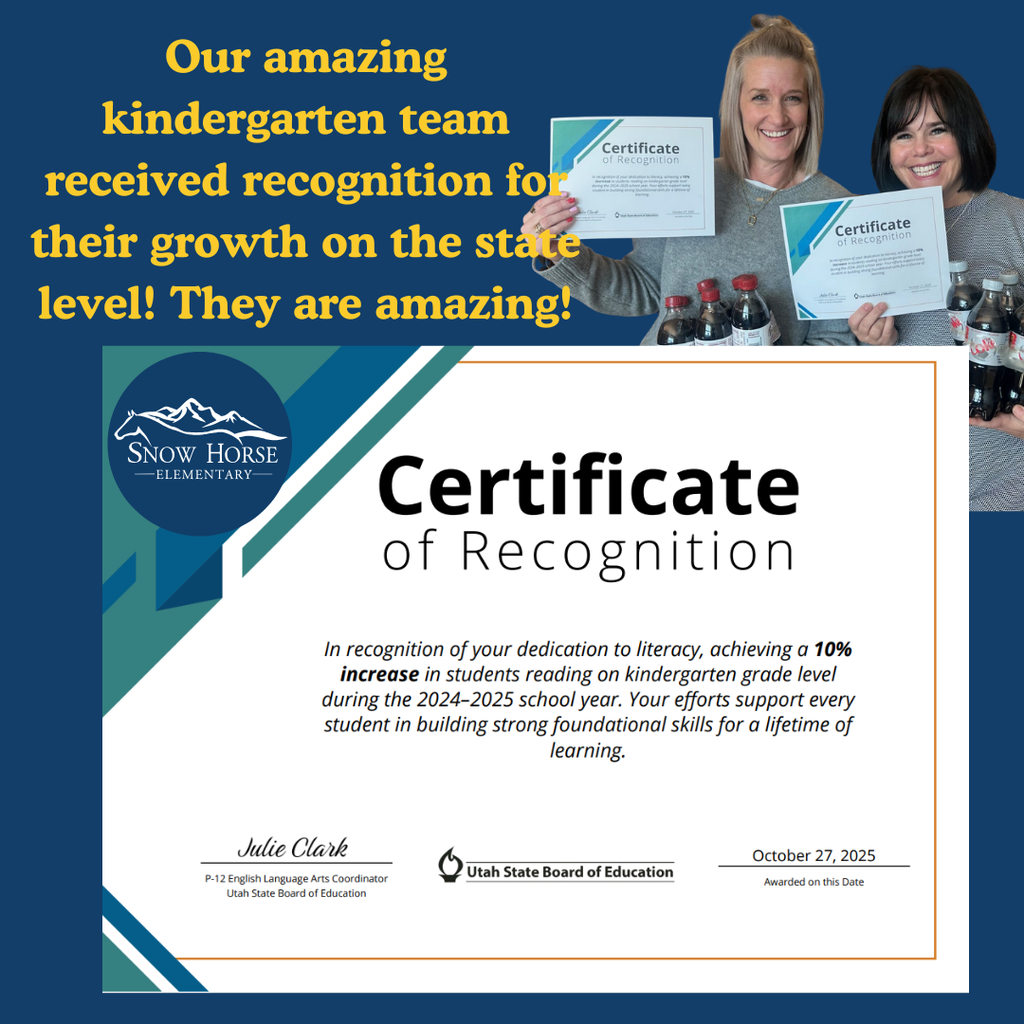 Certificate of Recognition for our Kindergarten Team