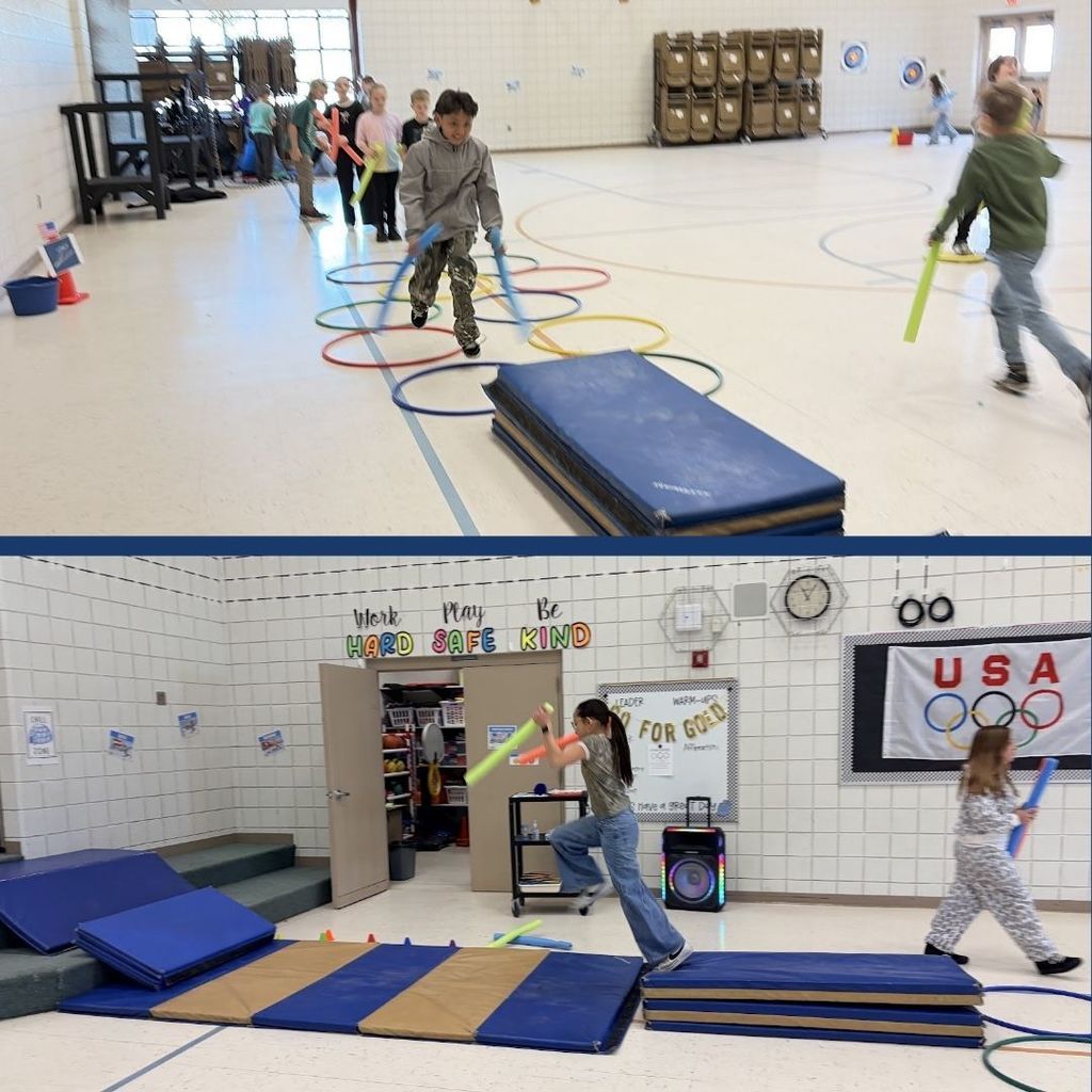 Students in PE doing Olympic games.
