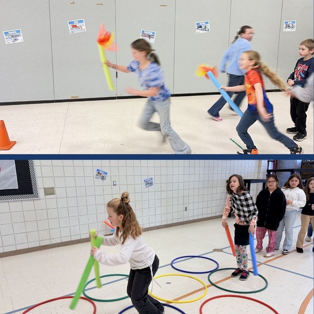 Students in PE doing Olympic games.