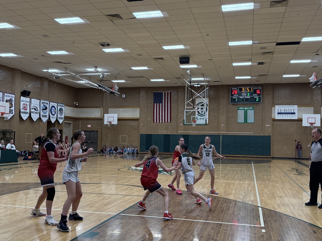 Girl dribbling ball.