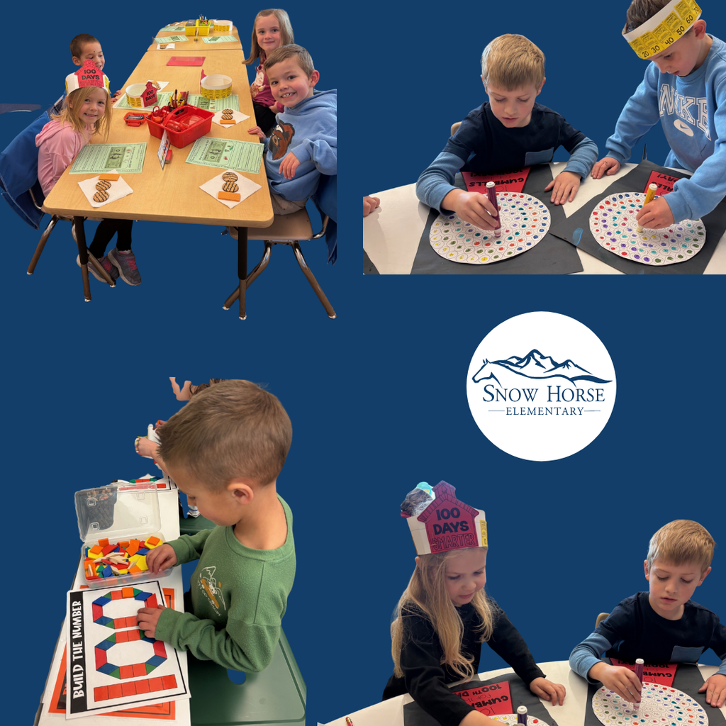 Students celebrating 100th day of school