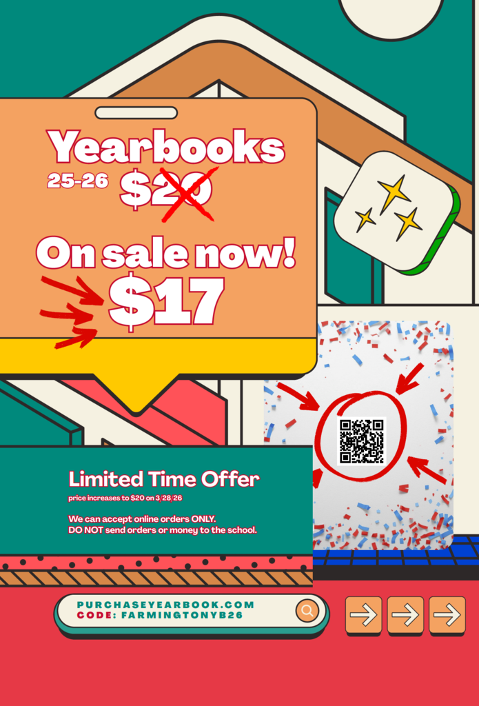 a poster advertising a dicounted price for yearbooks with information about where to purchase