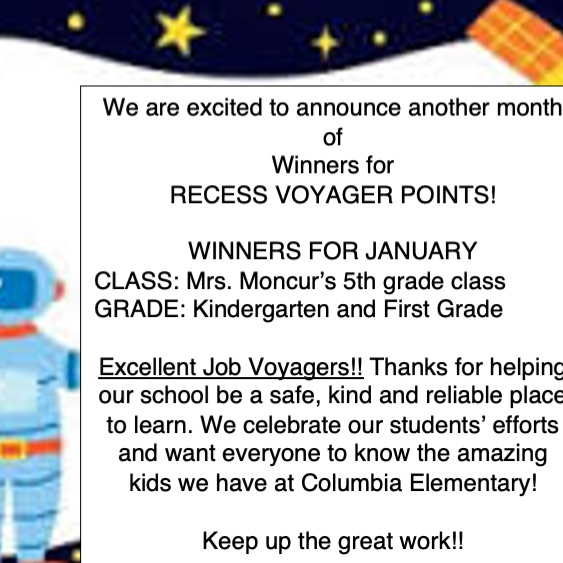 January Recess Voyager Points Winners