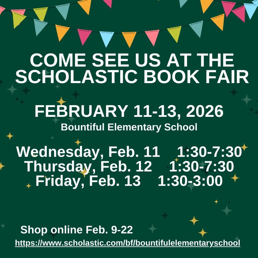 The Book Fair is just days away! The Fair encourages students to read AND raises much-needed funds for our school library. The easiest way for kids to pay is with an eWallet. Create one for your child so they can shop cash free and independently! Visit our school homepage to get started: https://scholastic.com/bf/bountifulelementaryschool1