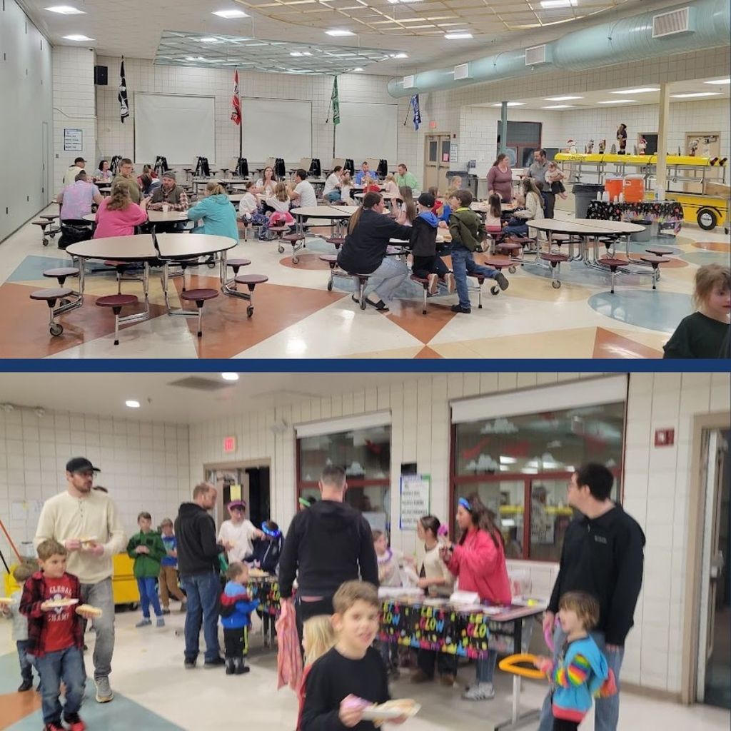 Students at a glow dance party.