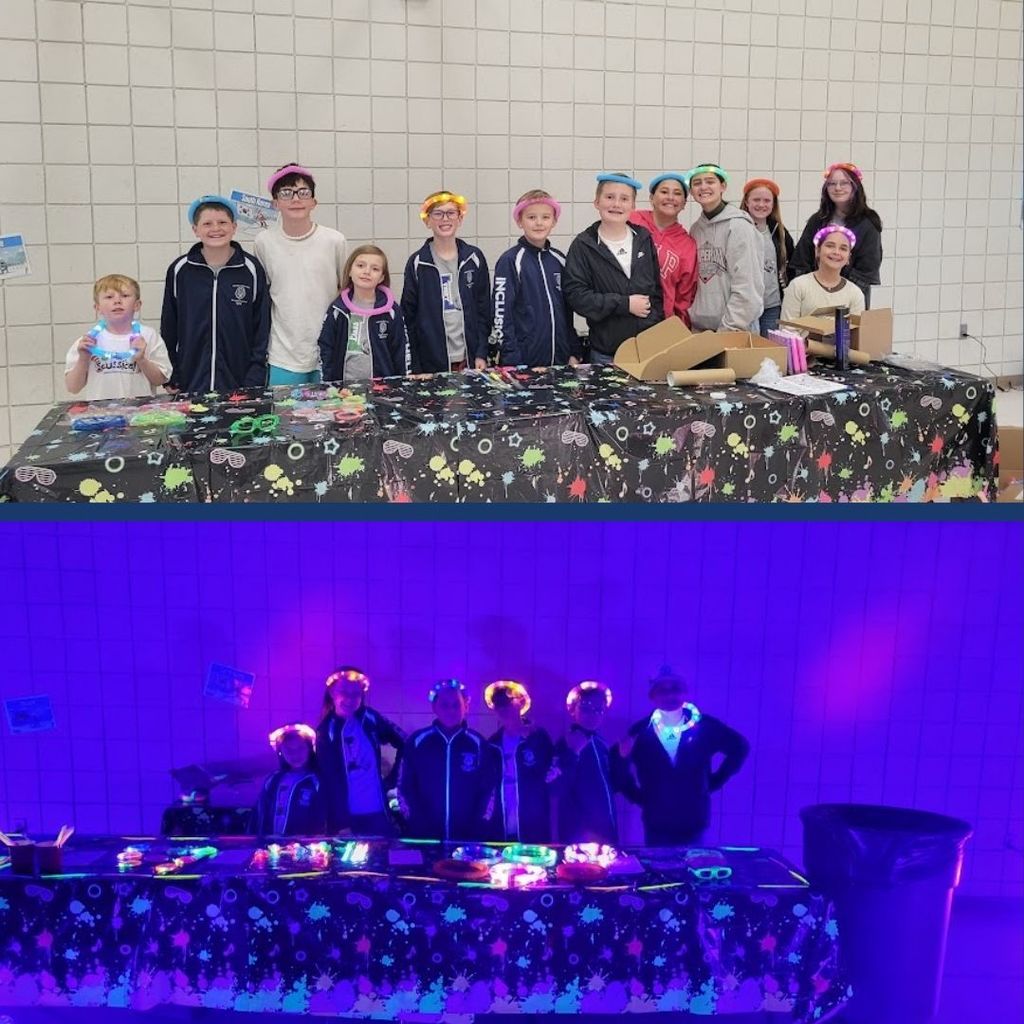 Students at a glow dance party.