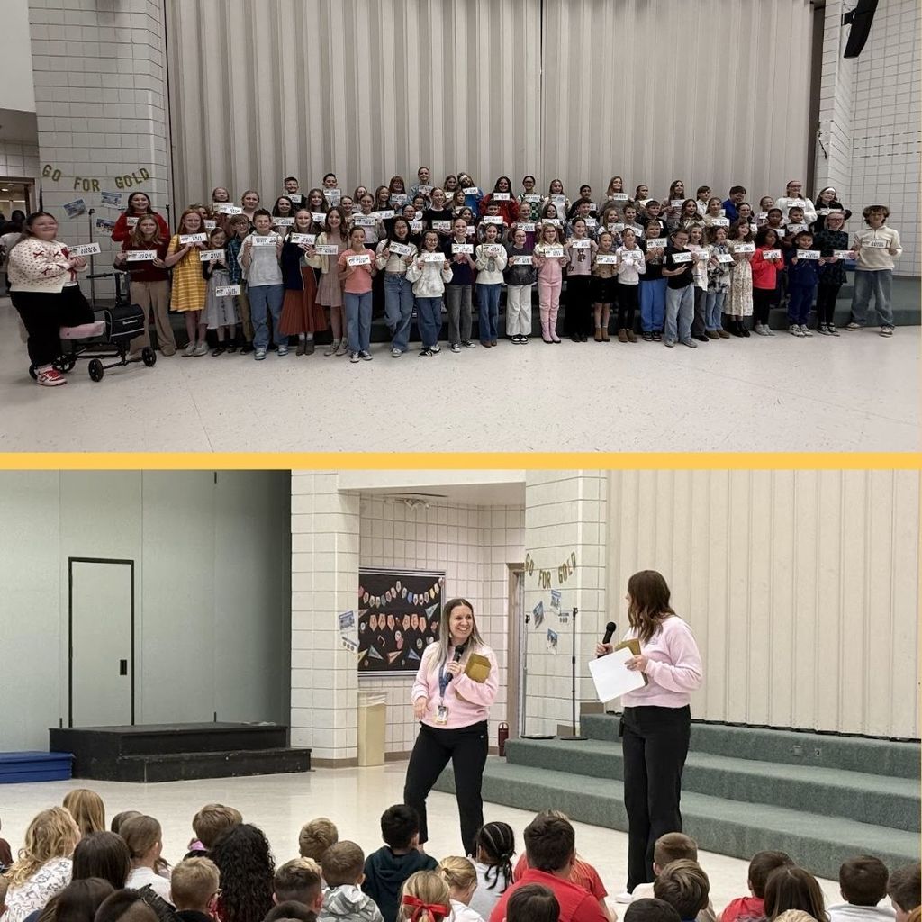 Students posing for a picture after winning round 1 of the Amazing Shake.