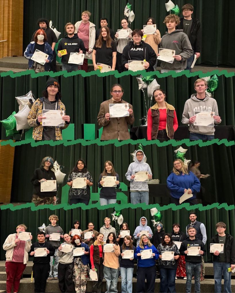 Students receiving the Falcon Soar Award