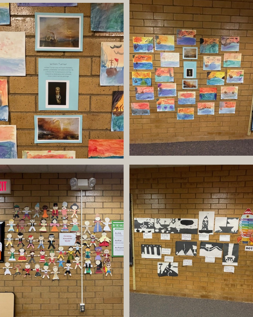 Art projects in the different grades, we have such fun teachers!