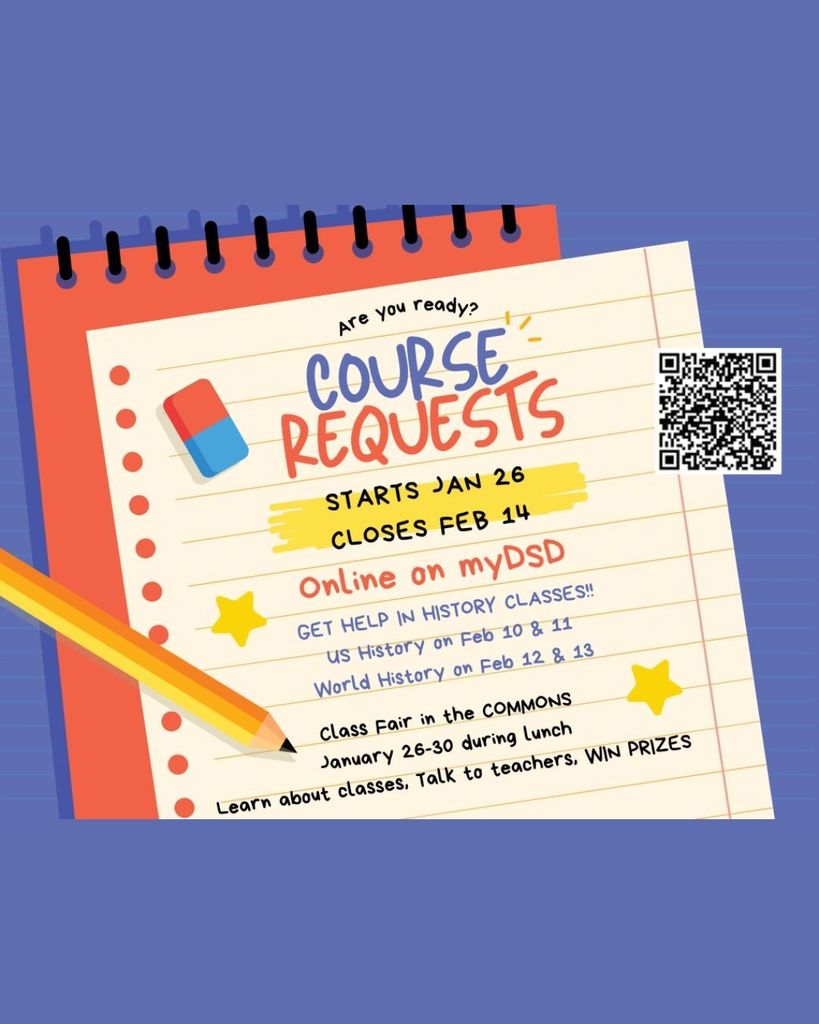 Tomorrow, February 14th is the last day to submit course requests for the 2026-27 school year.