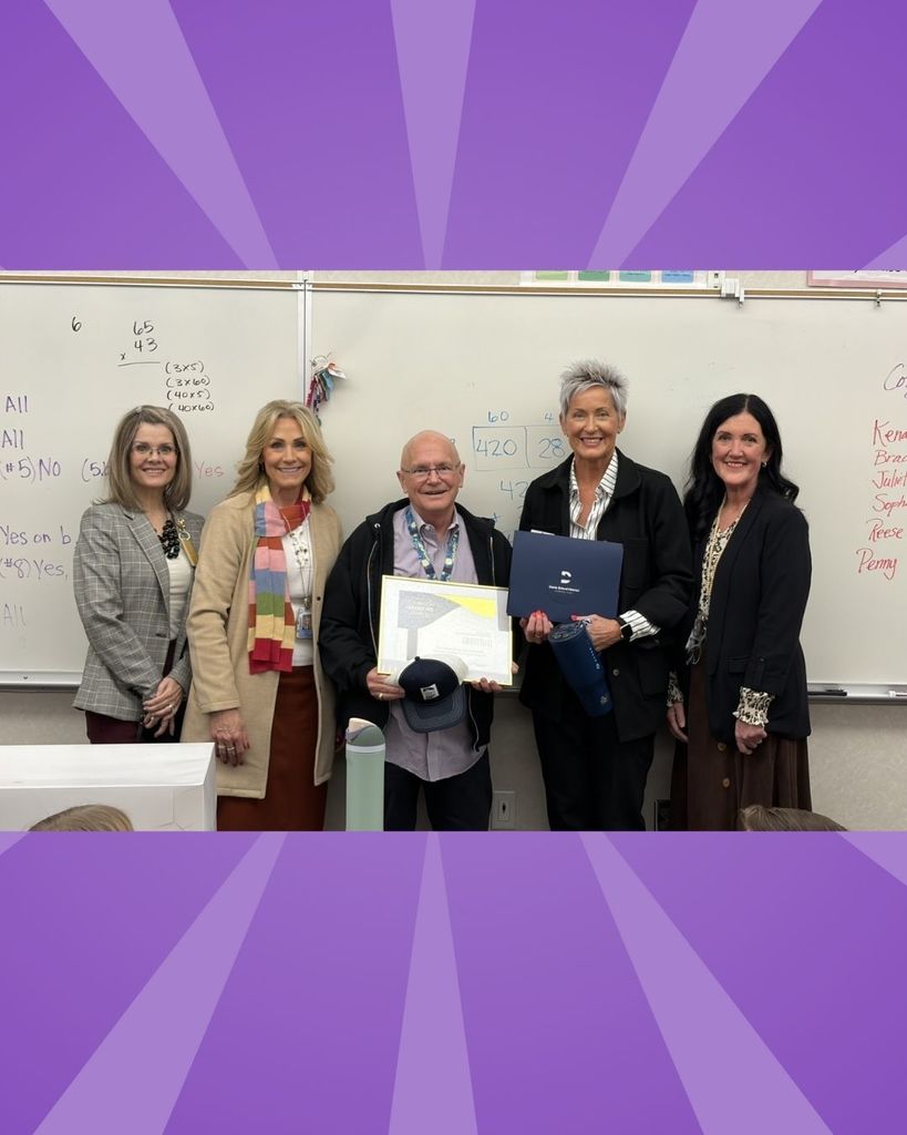4th grade teacher Mr. Hall receiving an Excellence in Education Award from Davis school district and the Murdock Family Foundation