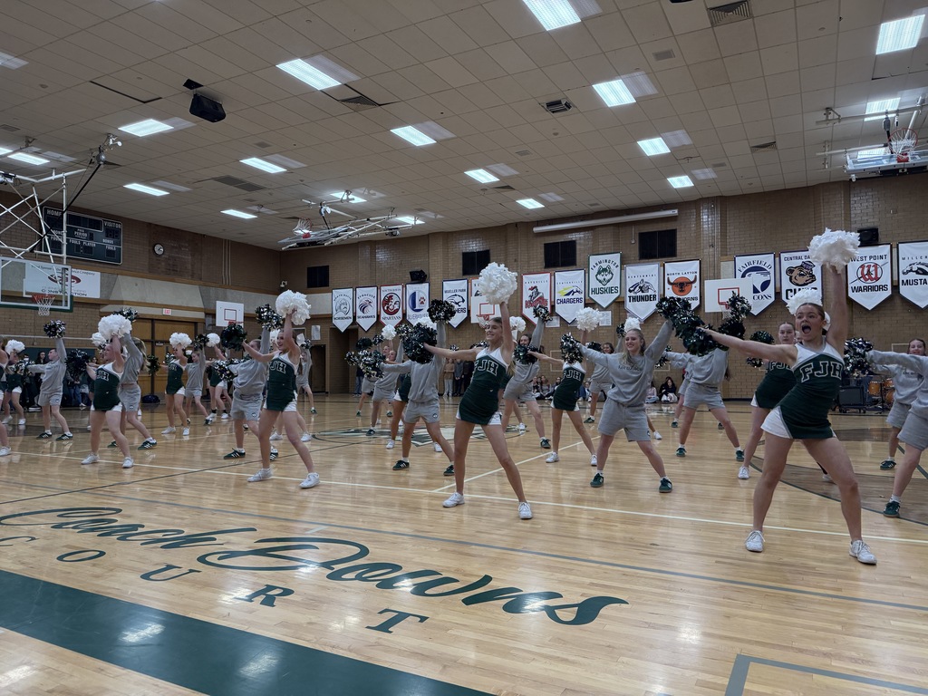 Combined cheer and dance performance at the assembly.