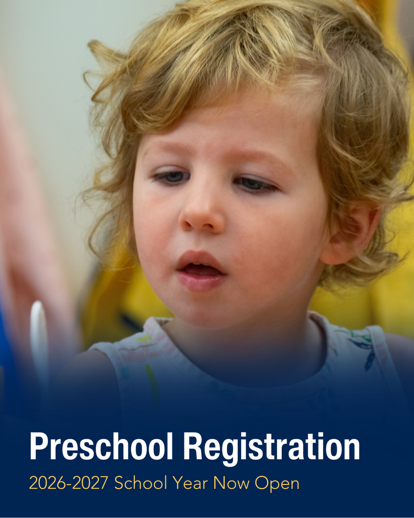 A preschool student looking down. Preschool Registration 2026-2027 School Year Now Open