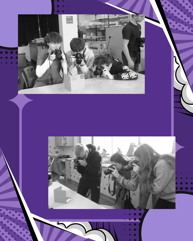 students in photo class with cameras taking pictures