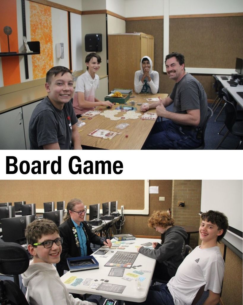 Group of students playing board games