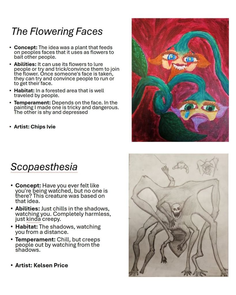 Creature Class artwork submissions by Chips Ivie and Kelsen Price