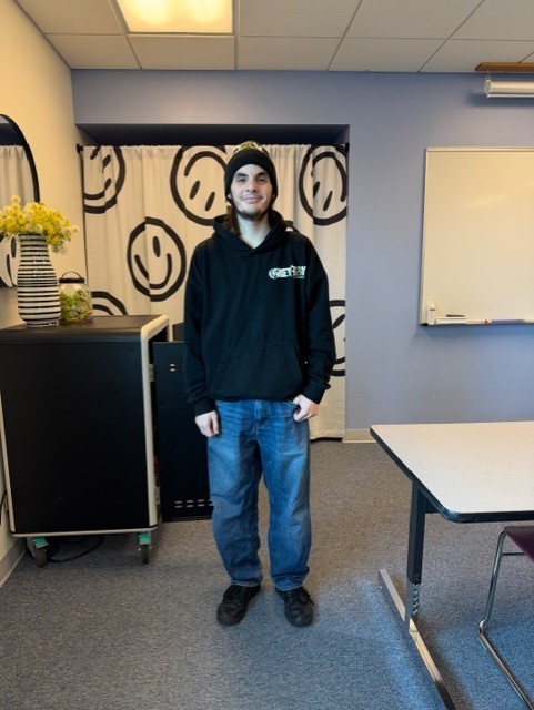  a picture of Gabe Heffernon who just finished his adult high school diploma