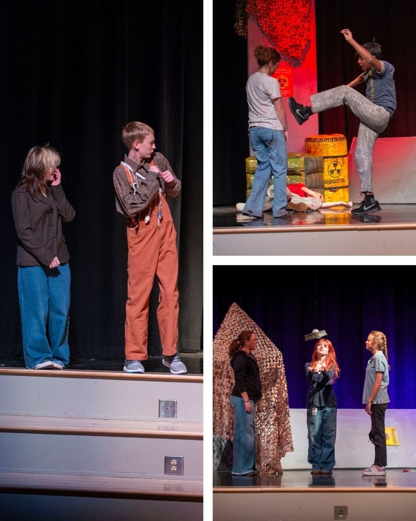 Students  on stage during the performance of 10 ways to survive a zombie apocalypse 