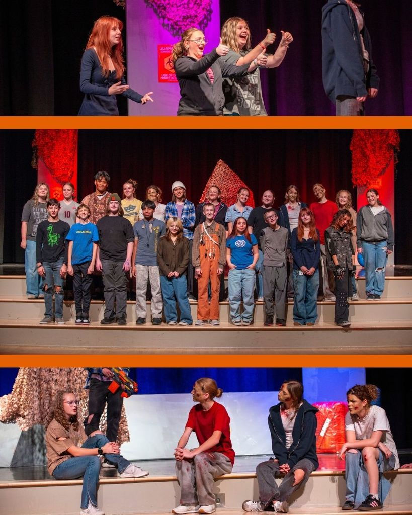 Students  on stage during the performance of 10 ways to survive a zombie apocalypse 