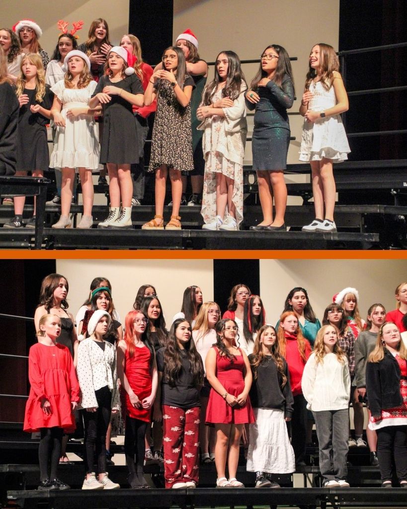 Choir Students on stage during a performance 
