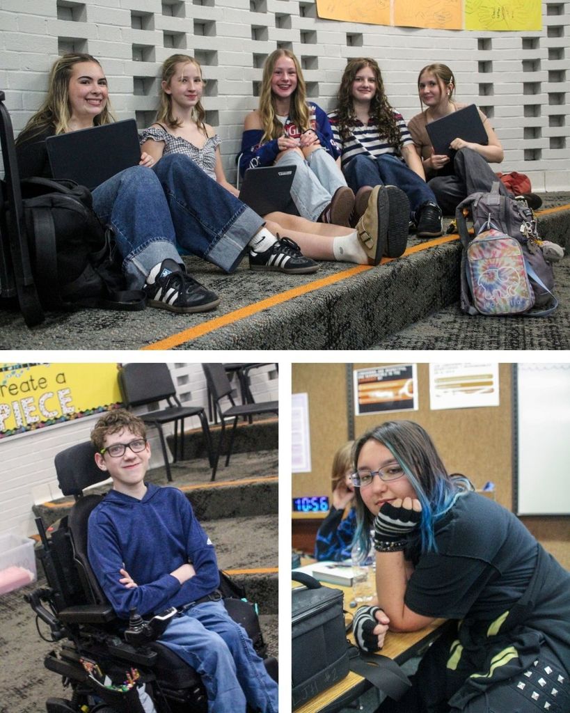 Students sitting on the floor during class