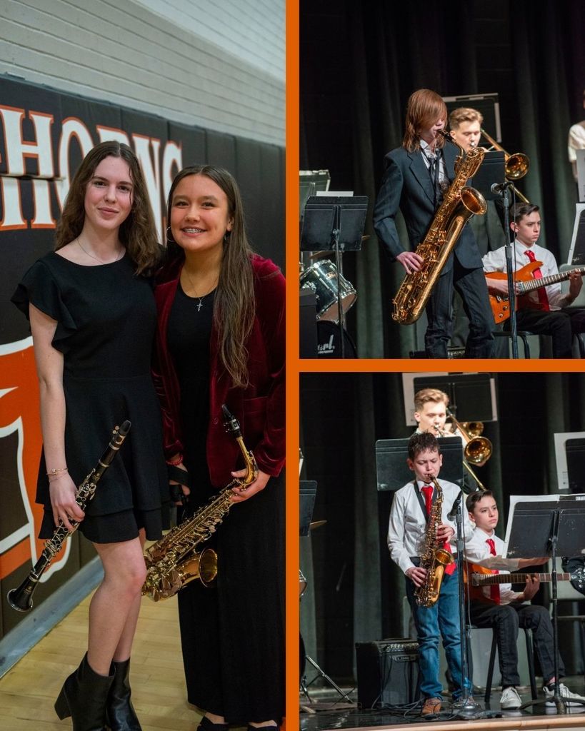 Band students performing with the saxophone