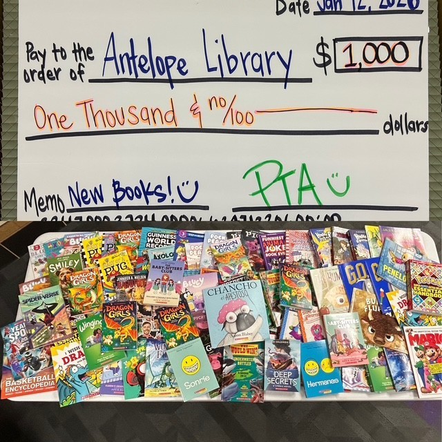 books donated by the PTA to our library