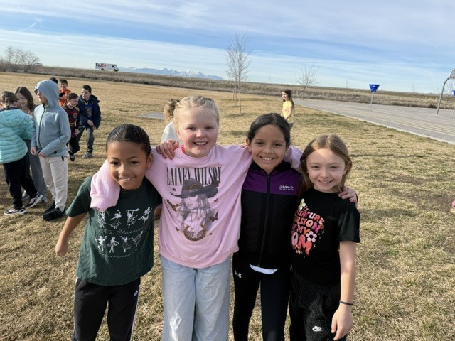 3rd grade girls photographed outside