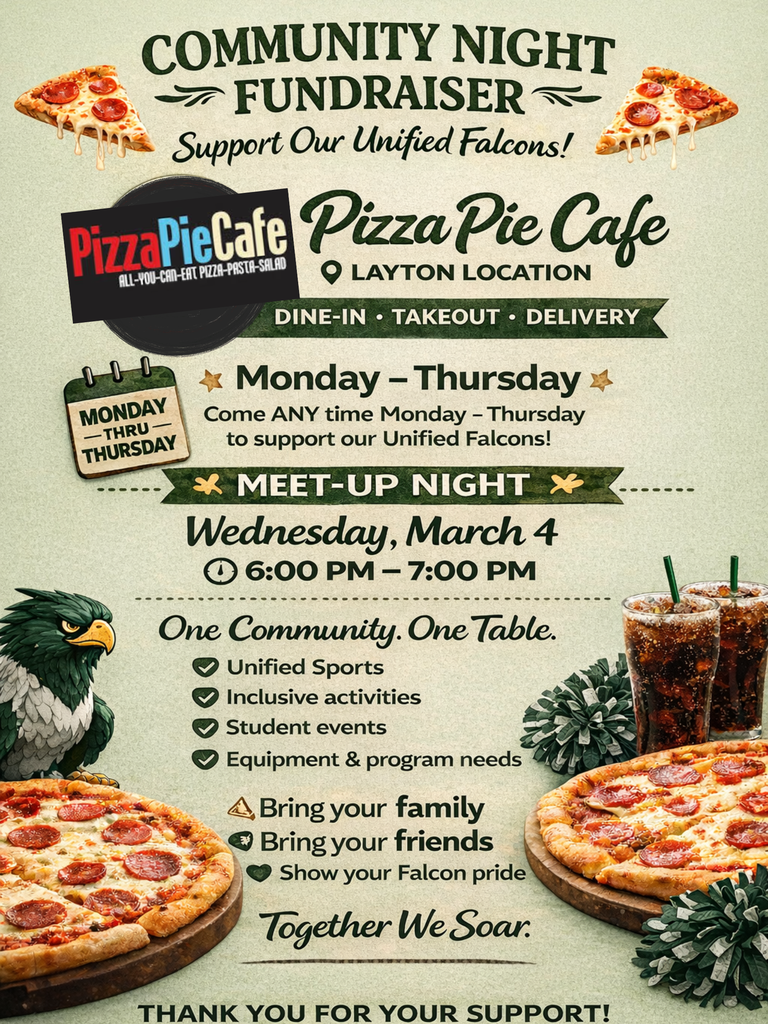 Pizza Pie Cafe community night, March 4th, 6:00 - 7:00 pm