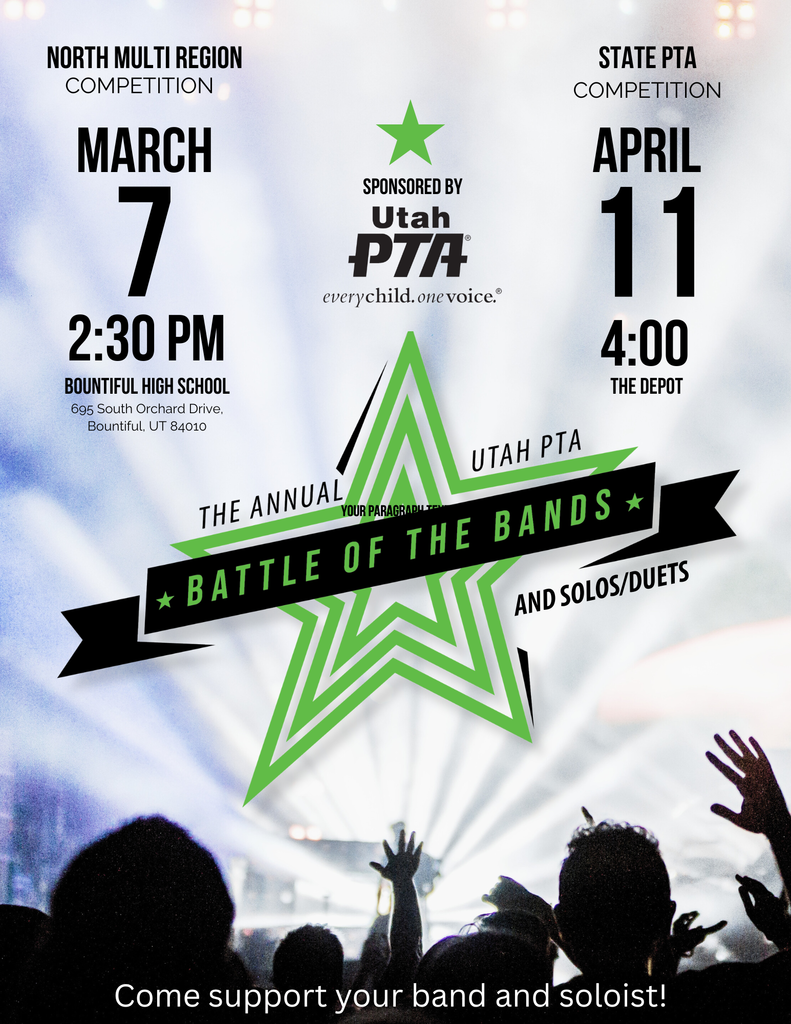Battle of the Bands, March 7, 2026 at 2:30 pm at Bountiful High School