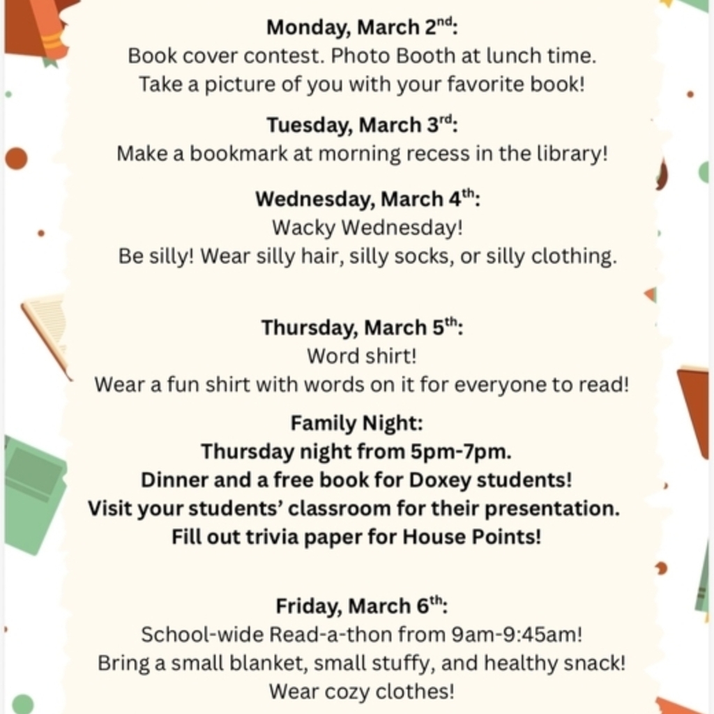 Doxey Literacy Week flier