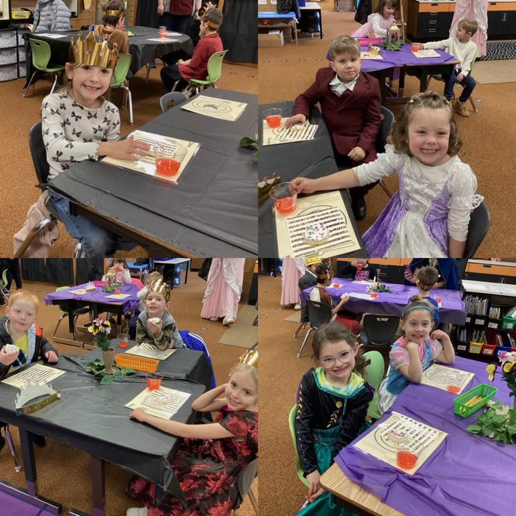 kindergartners celebrating end of their knowledge unit on kings and queens. Having a Royal dress up day.