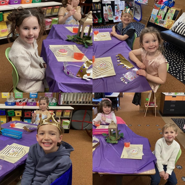 kindergartners celebrating end of their knowledge unit on kings and queens. Having a Royal dress up day.