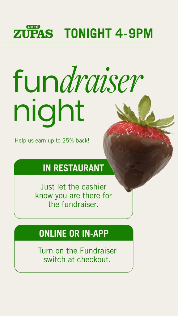 zupas spirit night tonight 4-9. 