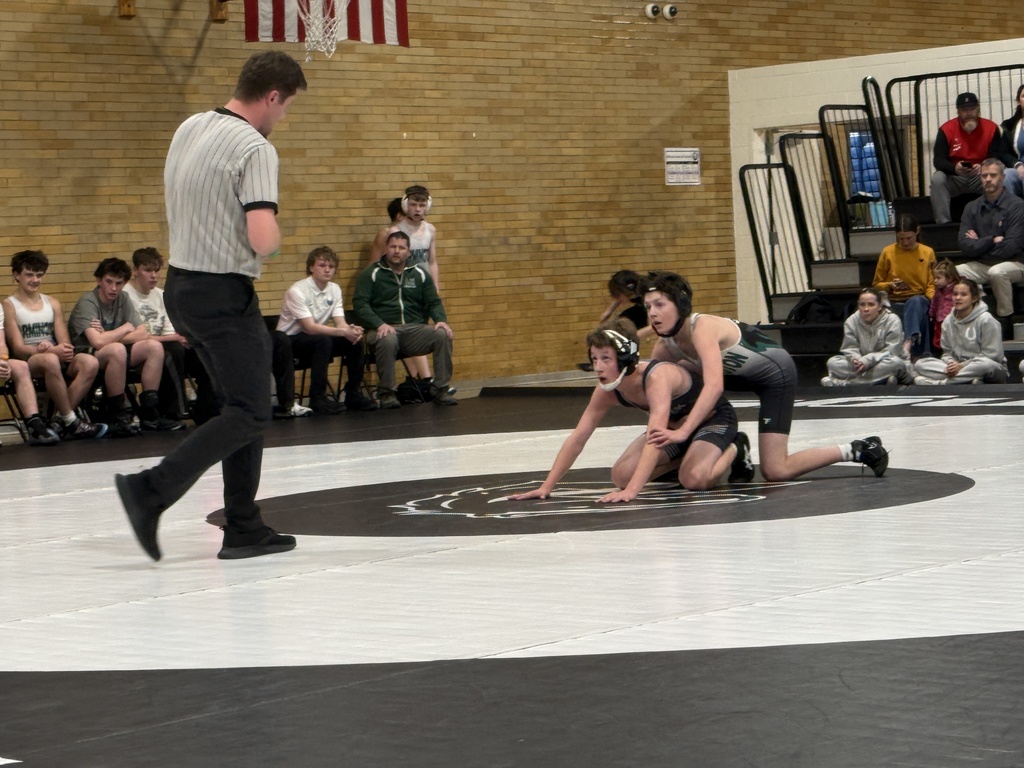 The start of a round of wrestling. 