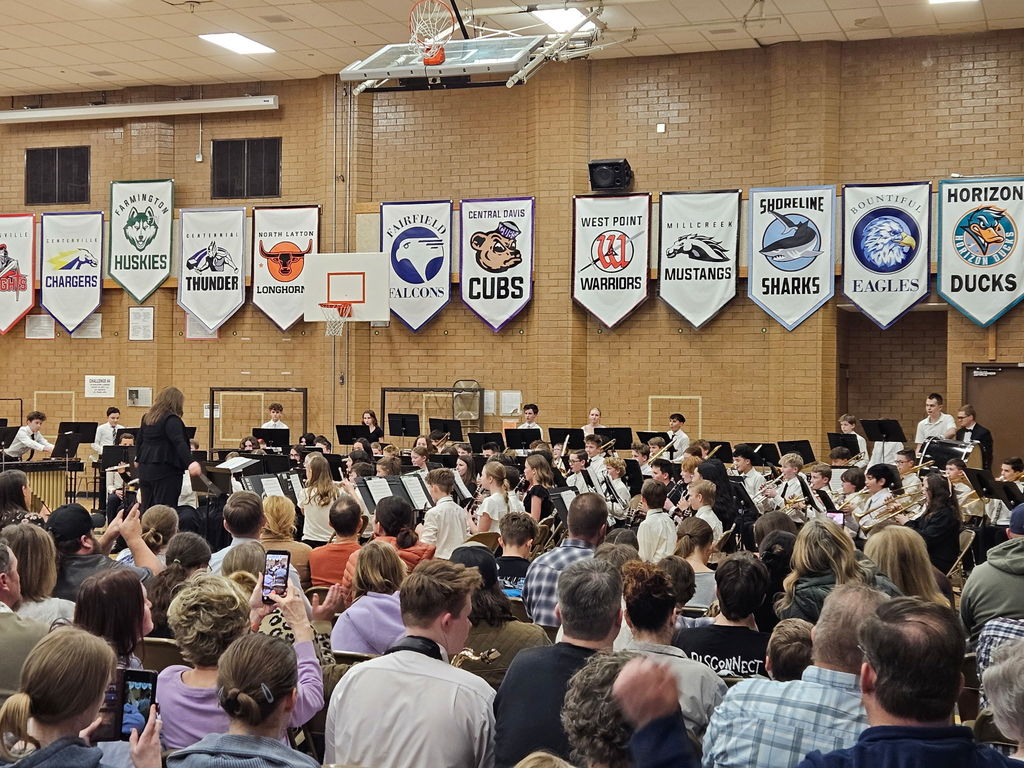 Different band students playing at the concert. 