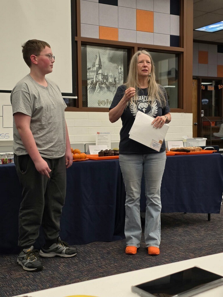 Mrs Nielson with Cody Black for Student of the Month