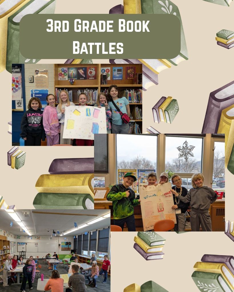 3rd Grade Book Battle Teams holding their posters and battling for their teams.