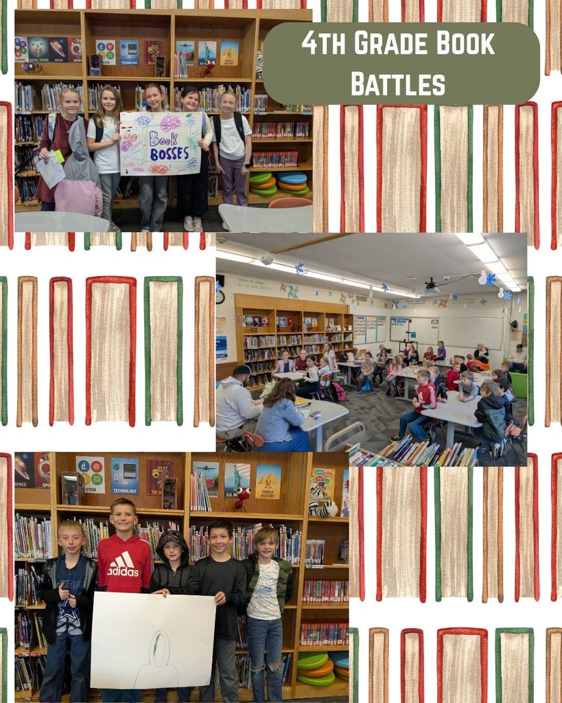 4th Grade Book Battle Teams holding their posters and battling for their teams.