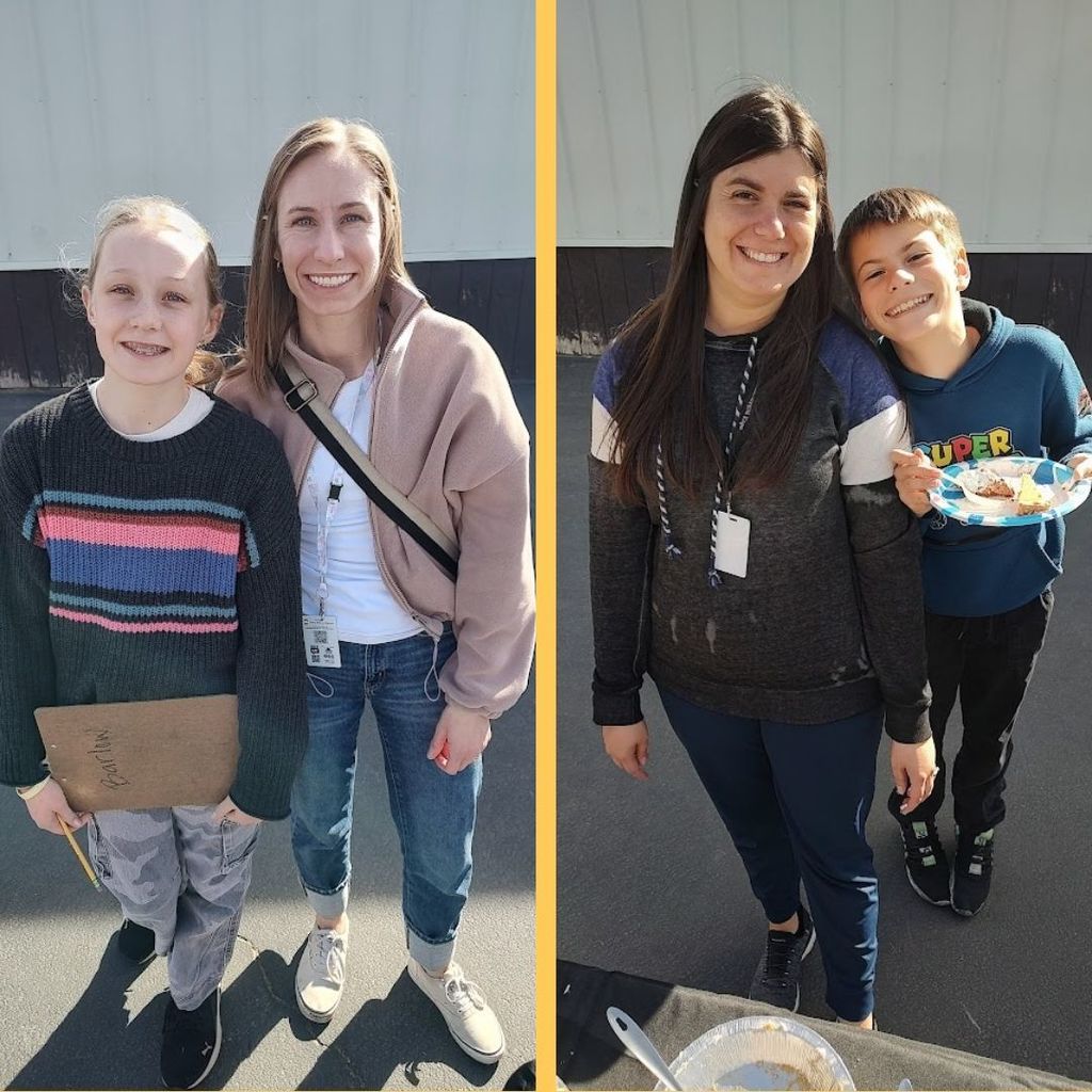 Students with their moms on Pie Day.