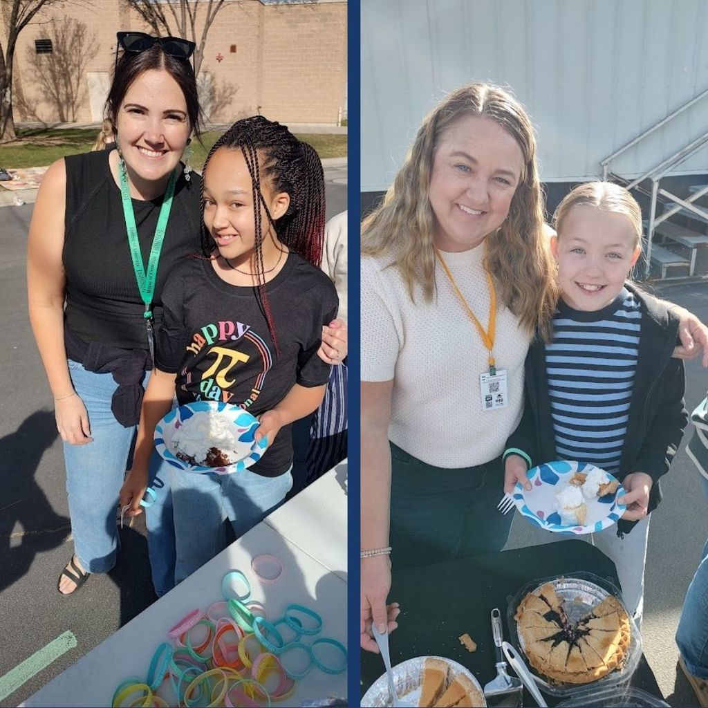 Students with their moms on Pie Day.