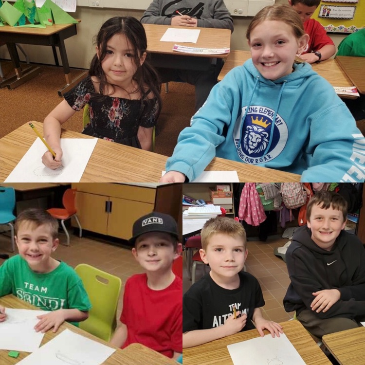 6th graders paired up with 1st graders for a Fun Friday art project