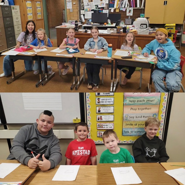 6th graders paired up with 1st graders for a Fun Friday art project