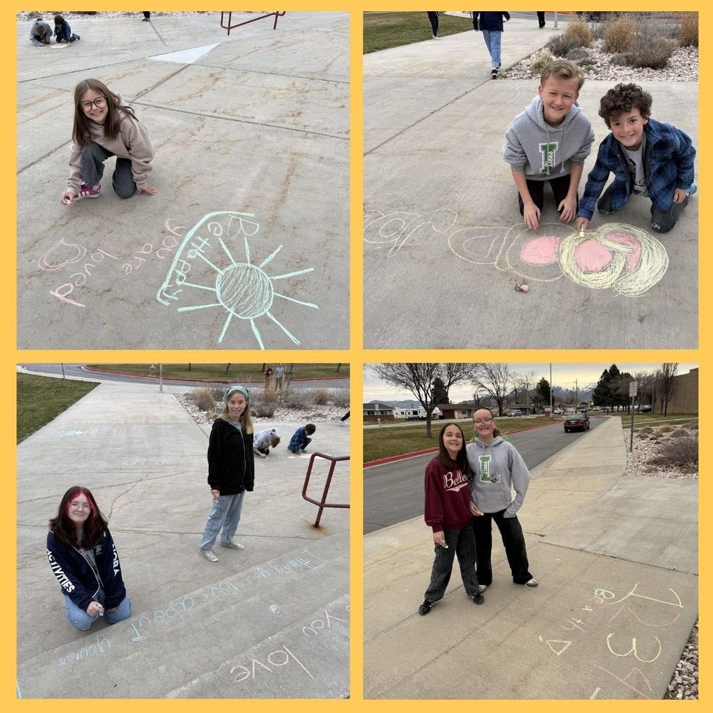 Students draw with chalk messages of Hope.
