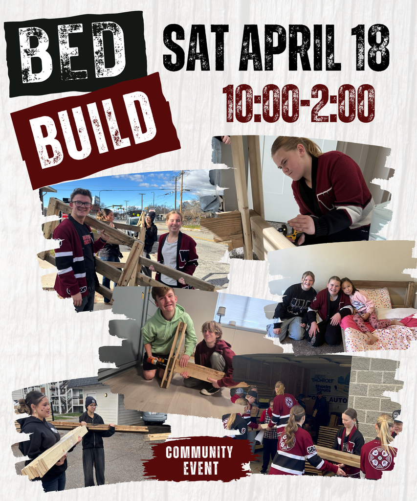 Bed Build Sat April 18 10:00-2:00 Students working and building beds. 
